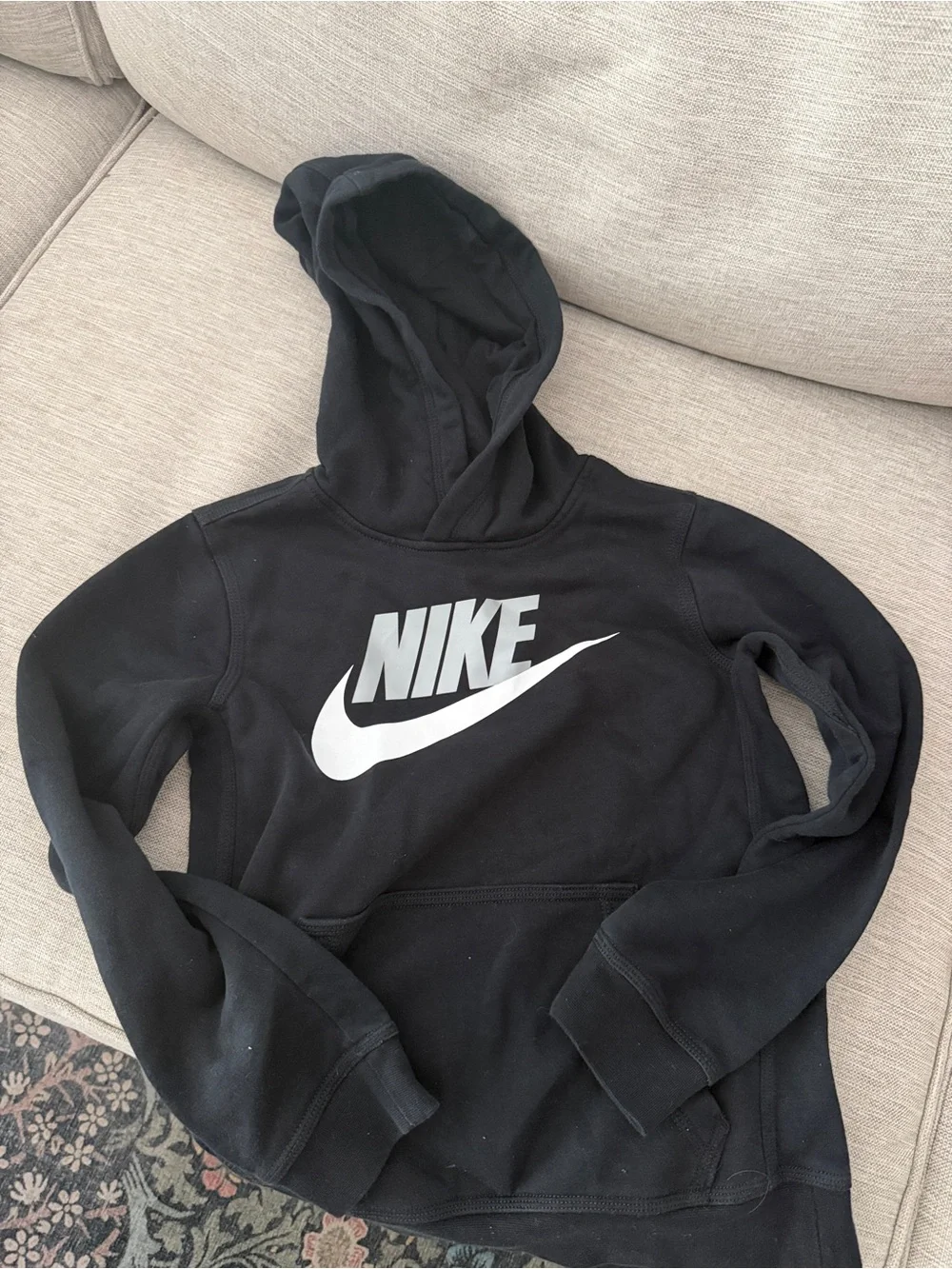 Nike Black Hoodie with White Swoosh Logo